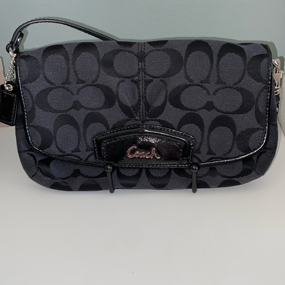 Coach Signature Flap Large Wristlet Strap Purse - Picture 1 of 5